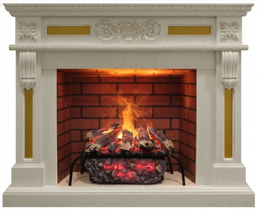 Каминокомплект RealFlame Corsica 26 WT с очагом 3D Silva log+Brick вставка 26