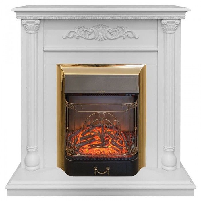 Каминокомплект RealFlame Torino STD/EUG WT с очагом Majestic Lux Brass S