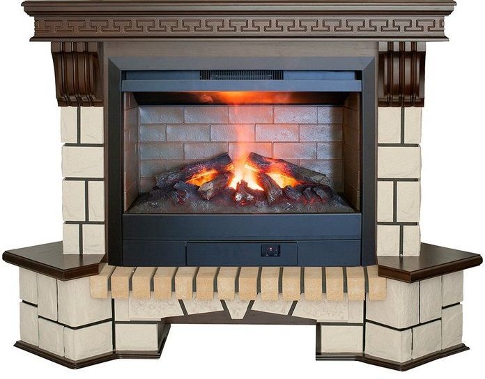 Каминокомплект RealFlame Stone new 26/HL AO (DN) с очагом 3D Helios