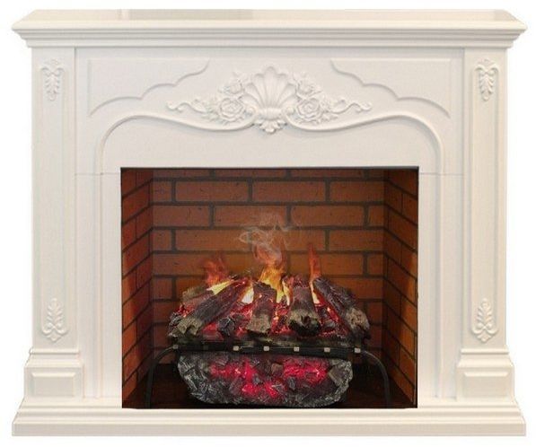 Каминокомплект RealFlame Victoria 26 WT с очагом 3D Silva log+Brick вставка 26