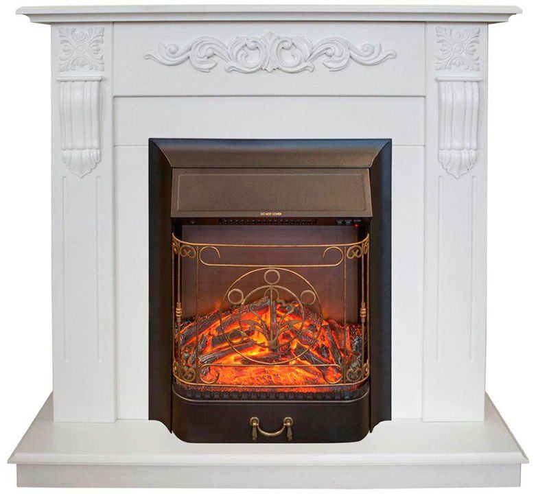 Каминокомплект RealFlame Dominica STD/EUG WT с очагом Majestic Lux Black S