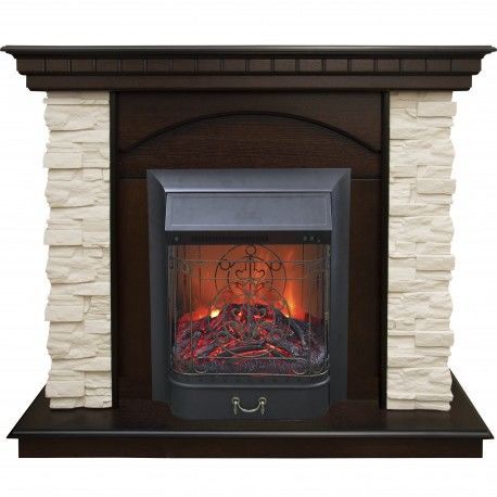 Каминокомплект RealFlame Elford STD/EUG/25'5/HL AO с очагом Majestic s Lux Black/Brass