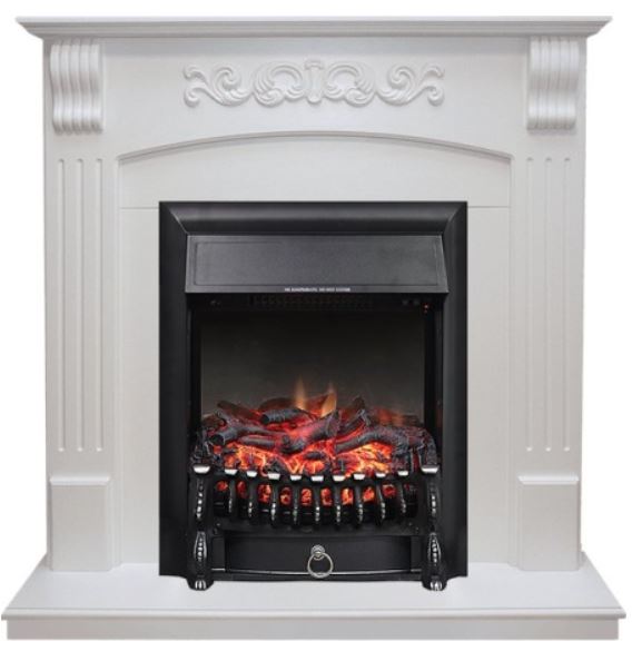 Каминокомплект Sorrento - Белый/Орех с очагом Fobos/Majestic/Aspen