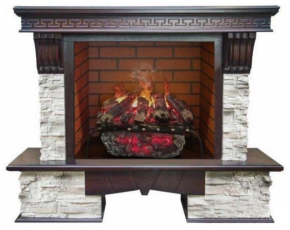 Каминокомплект RealFlame Rockland 26/HL AO с очагом 3D Silva log+Brick вставка 26