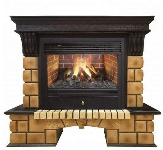 Каминокомплект RealFlame Stone Brick 26 AO с очагом 3D Novara