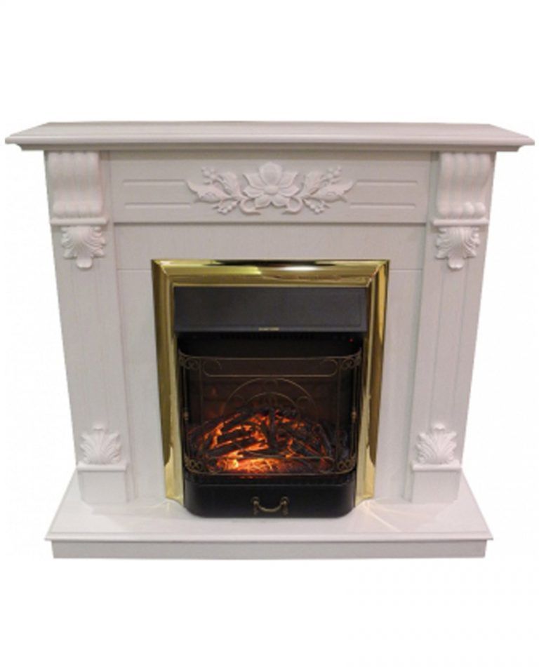 Каминокомплект RealFlame Ottawa STD/EUG WT с очагом Majestic Lux Brass S