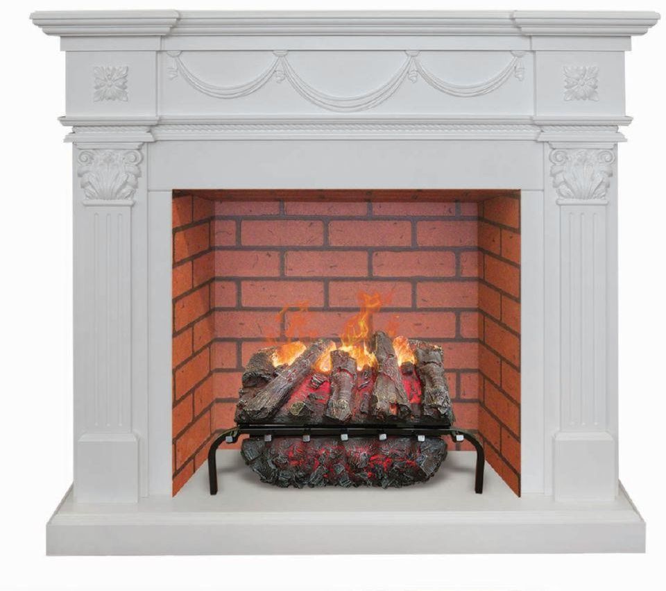 Каминокомплект RealFlame Casablanca 25,5/26 WT с очагом 3D Silva log+Brick вставка 26