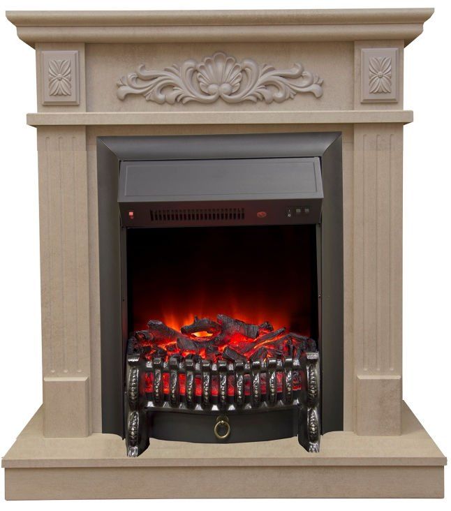 Каминокомплект RealFlame Adelaida STD/EUG WT с очагом Fobos Lux Black S