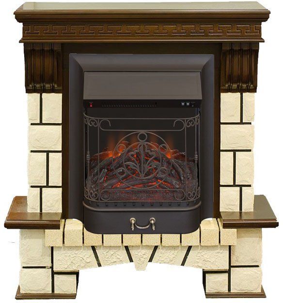 Каминокомплект RealFlame Stone new STD/EUG AO (DN) с очагом Majestic s Lux Black/Brass