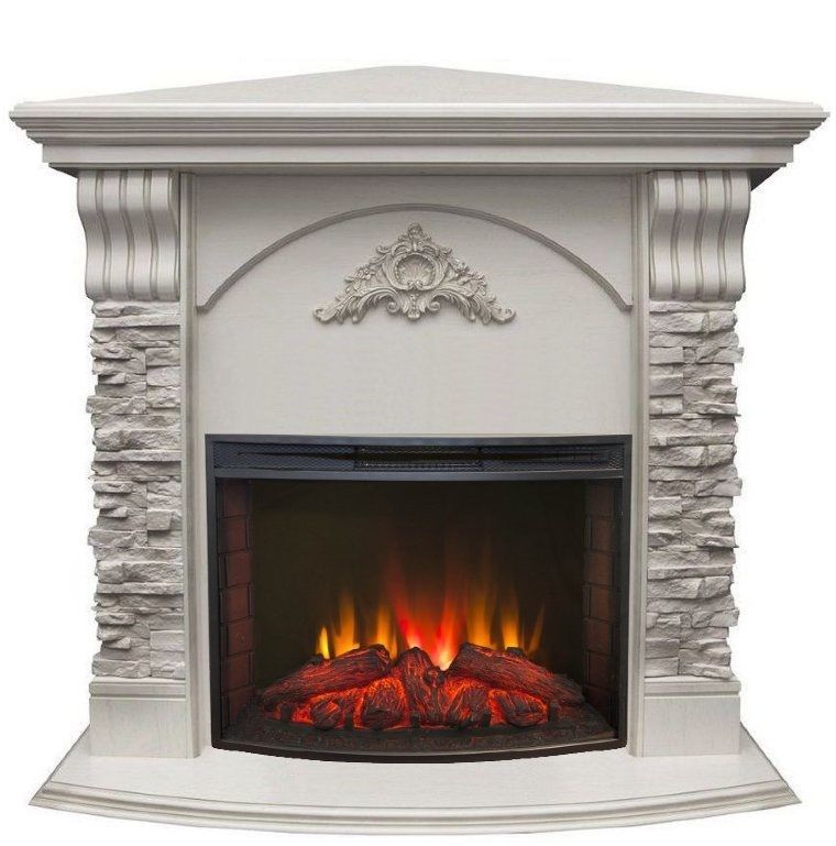 Каминокомплект RealFlame Athena Corner GR STD/EUG/25/25'5 WT с очагом Evrika 25,5 LED