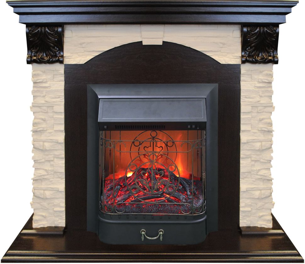 Каминокомплект RealFlame Dublin LUX STD/EUG DN с очагом Majestic s Lux Black/Brass