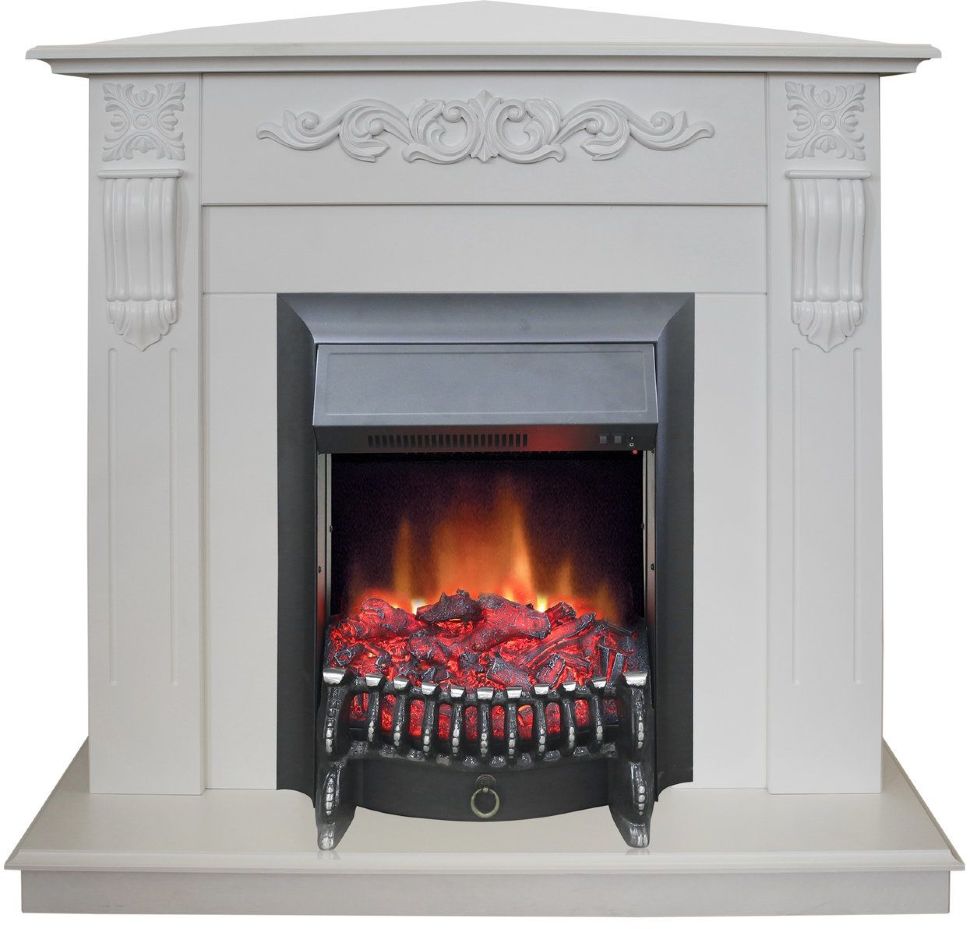 Каминокомплект RealFlame Dominica Corner STD/EUG WT с очагом Fobos Lux Black S