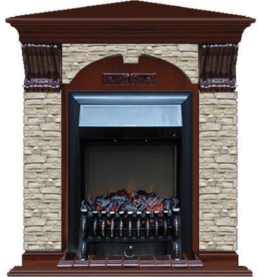 Каминокомплект Glenrich Арочный Грот однотонный угловой (Fobos)