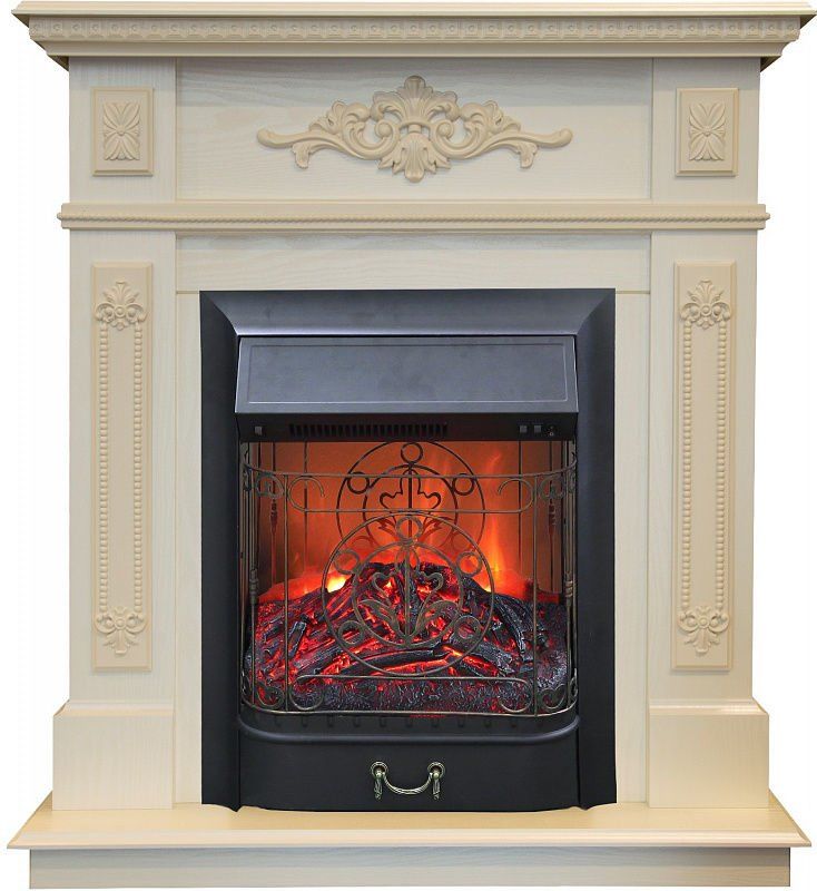 Каминокомплект RealFlame Lilian STD/EUG WT с очагом Majestic Lux Black S