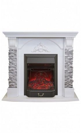 Каминокомплект RealFlame Athena GR STD/EUG/25/25'5 WT с очагом Majestic s Lux Black/Brass