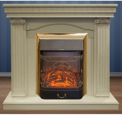 Каминокомплект RealFlame Rosa STD/EUG WT с очагом Majestic Lux Brass S