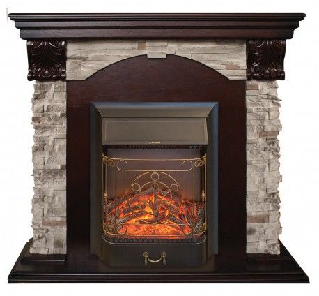 Каминокомплект RealFlame Dublin ROCKSTD/EUG AO с очагом Majestic s Lux Black/Brass