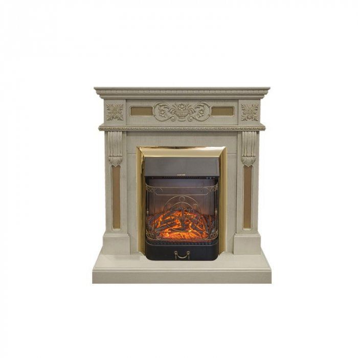 Каминокомплект RealFlame Corsica STD/EUG WT с очагом Majestic Lux Brass S