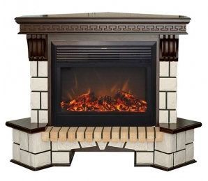 Каминокомплект RealFlame Stone Corner new 26 с очагом MoonBlaze LUX Black/Brass