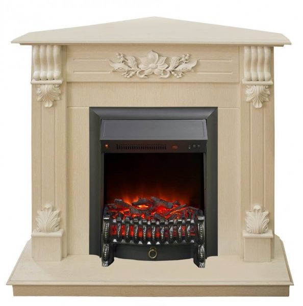 Каминокомплект RealFlame Ottawa corner STD/EUG WT с очагом Fobos Lux Black S