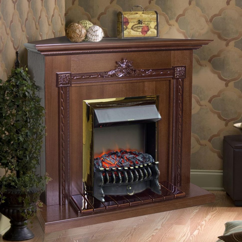 Каминокомплект Glenrich Шервуд угловой Fobos brass