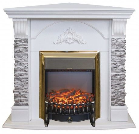 Каминокомплект RealFlame Athena Corner GR STD/EUG/25/25'5 WT с очагом Fobos s Lux Black/Brass