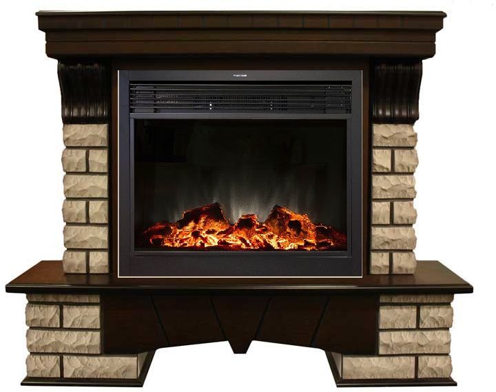 Каминокомплект RealFlame Country Rock 26 с очагом MoonBlaze LUX Black/Brass