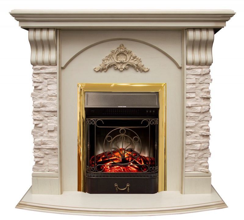 Каминокомплект RealFlame Athena STD/EUG с очагом Majestic s Lux Black/Brass