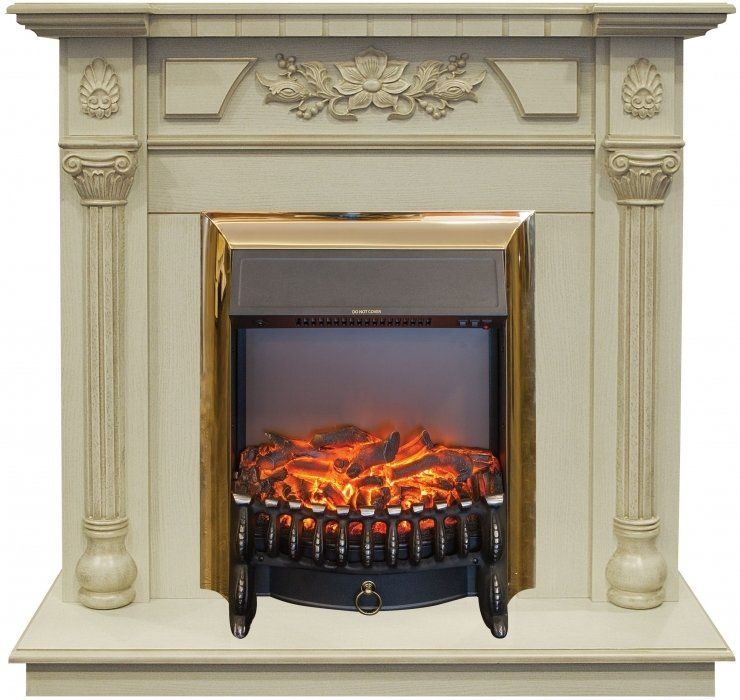 Каминокомплект RealFlame Dacota STD/EUG WT с очагом Fobos Lux Brass S