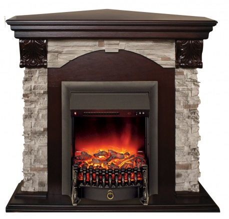 Каминокомплект RealFlame Dublin ROCK Corner STD/EUG AO очагом Fobos s Lux Black/Brass