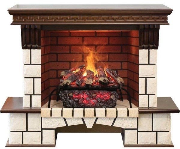 Каминокомплект RealFlame Stone new 26/HL AO (DN) с очагом 3D Silva log+Brick вставка 26