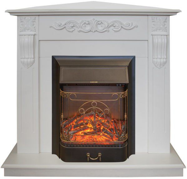 Каминокомплект RealFlame Dominica Corner STD/EUG WT с очагом Majestic Lux Black S