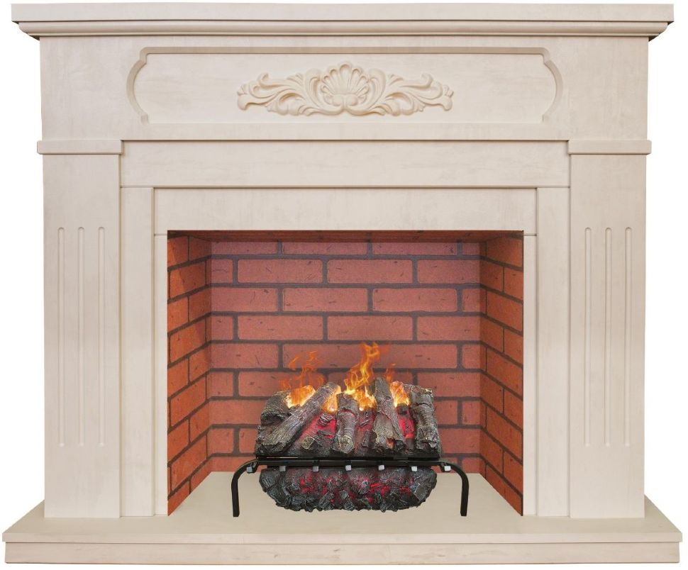 Каминокомплект RealFlame Malta 25,5/26 WT с очагом 3D Silva log+Brick вставка 26