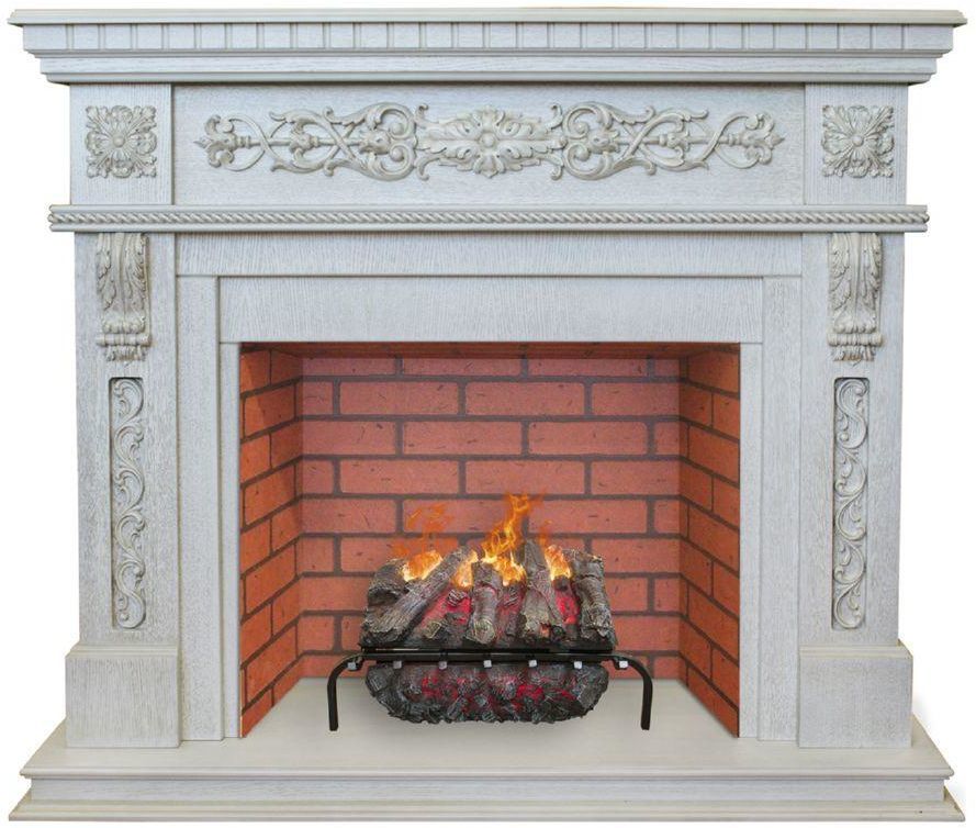 Каминокомплект RealFlame Estella 25,5/26 WT с очагом 3D Silva log+Brick вставка 26