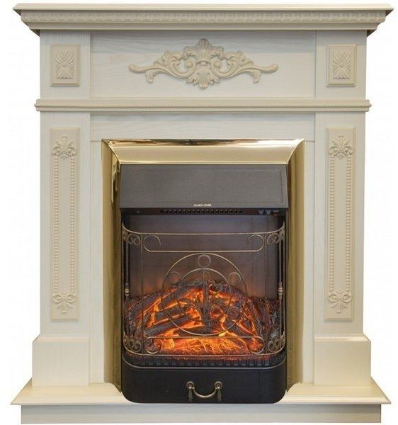 Каминокомплект RealFlame Lilian STD/EUG WT с очагом Majestic Lux Brass S