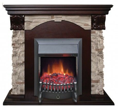 Каминокомплект RealFlame Dublin ROCKSTD/EUG AO очагом Fobos s Lux Black/Brass