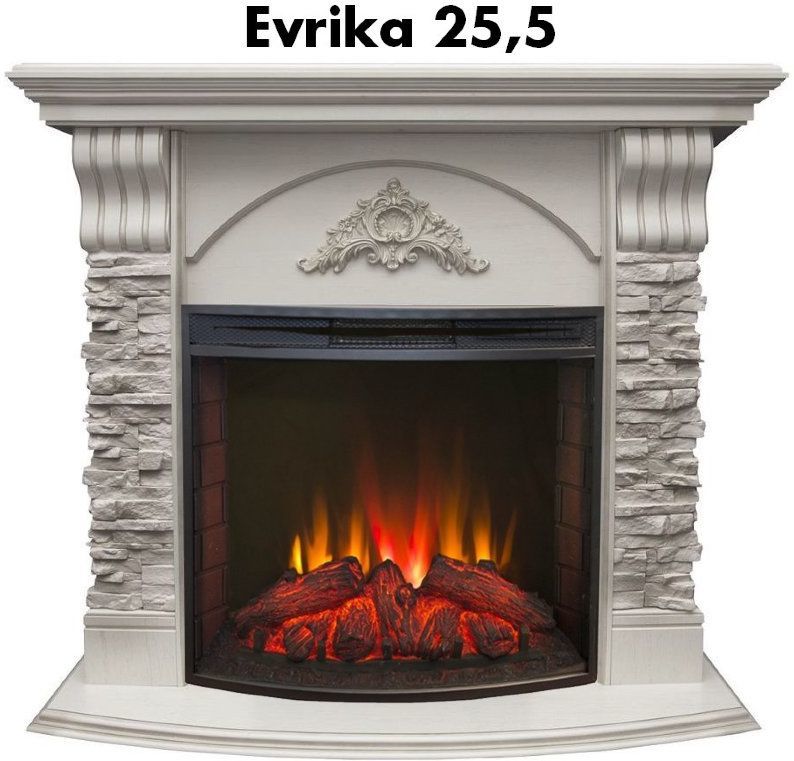 Каминокомплект RealFlame Athena GR STD/EUG/25/25'5 WT с очагом Evrika 25,5 LED