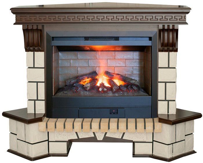 Каминокомплект RealFlame Stone Corner new 26/HL AO (DN) с очагом 3D Helios