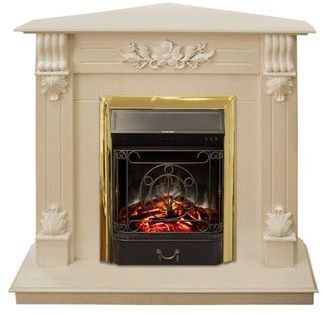 Каминокомплект RealFlame Ottawa corner STD/EUG WT с очагом Majestic Lux Brass S