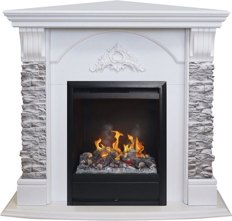 Каминокомплект RealFlame Athena Corner GR STD/EUG/25/25'5 WT с очагом 3D Olympic