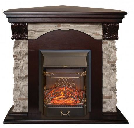 Каминокомплект RealFlame Dublin ROCK Corner STD/EUG AO с очагом Majestic s Lux Black/Brass