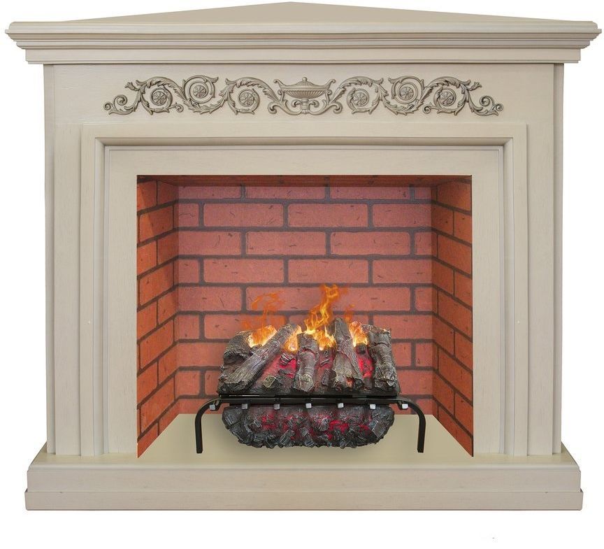 Каминокомплект RealFlame Leticia Corner 26 WT с очагом 3D Silva log+Brick вставка 26