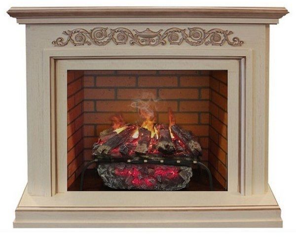 Каминокомплект RealFlame Leticia 26 WT с очагом 3D Silva log+Brick вставка 26