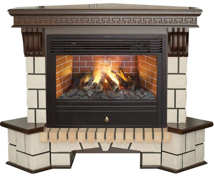 Каминокомплект RealFlame Stone Corner new 26/HL AO (DN) с очагом 3D Novara