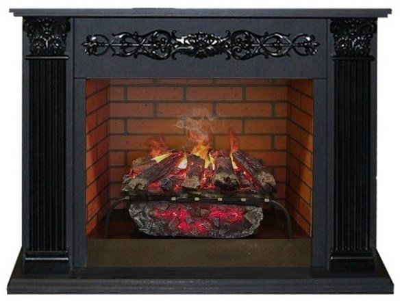 Каминокомплект RealFlame Milton 25,5/26 DN с очагом 3D Silva log+Brick вставка 26