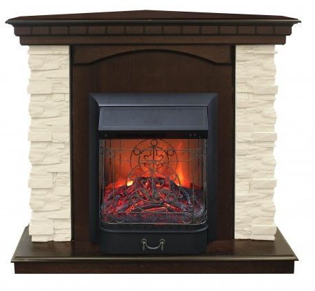 Каминокомплект RealFlame Elford Corner STD/EUG/25'5/HL AO с очагом Majestic s Lux Black/Brass