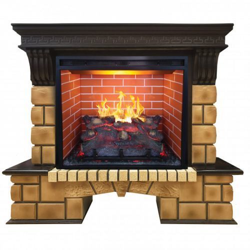 Каминокомплект RealFlame Stone Brick с очагом 3D Leeds 26
