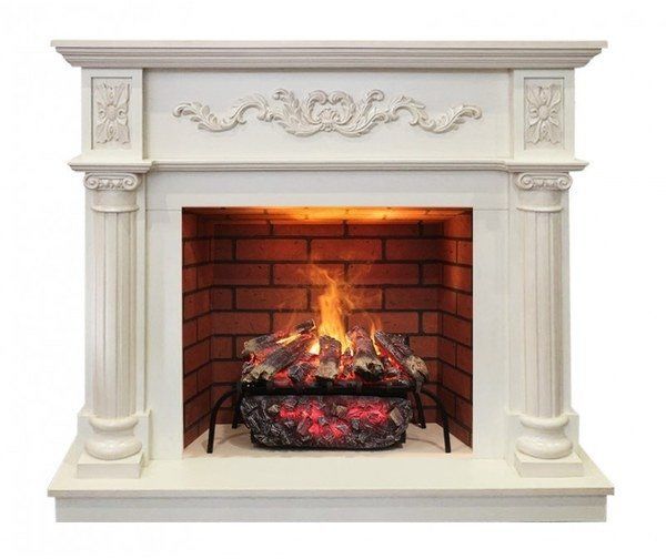 Каминокомплект RealFlame Silvia 26 WT с очагом 3D Silva log+Brick вставка 26