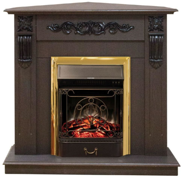 Каминокомплект RealFlame Dominica Corner STD/EUG DN с очагом Majestic Lux Brass S