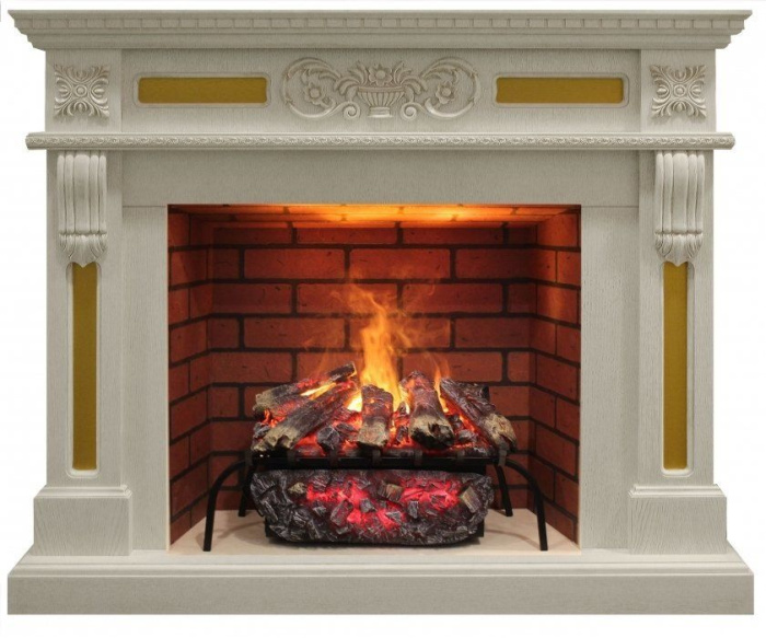 Каминокомплект RealFlame Corsica 26 WT с очагом 3D Silva log+Brick вставка 26